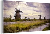 Wanddecoratie Metaal - Aluminium Schilderij Industrieel - Molen - Nederland - Water - 120x60 cm - Dibond - Foto op aluminium - Industriële muurdecoratie - Voor de woonkamer/slaapkamer