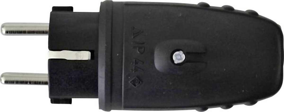 N & L 627631 Stekker met randaarde Rubber 230 V Zwart IP44
