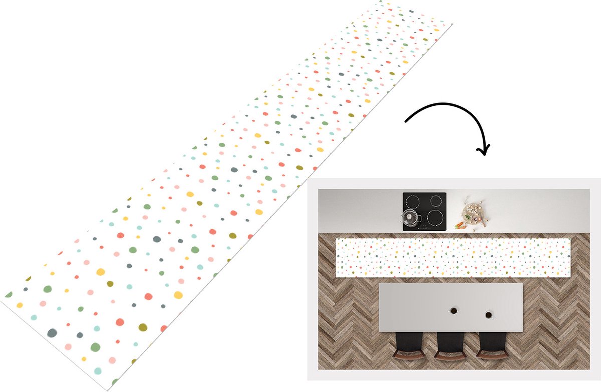 KitchenYeah Keukenloper - Keukenmat - Verf - Patroon - Stippen - Keuken vloerkleed Multicolor