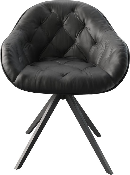 Draaistoel Gaio-Flex kruisframe hoekig zwart echt leer zwart 180° draaibaar - Afbeelding 4