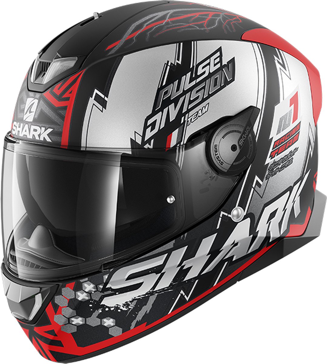 SHARK SKWAL 2.2 NOXXYS Motorhelm integraalhelm Mat Zwart Rood Zilver - Maat M