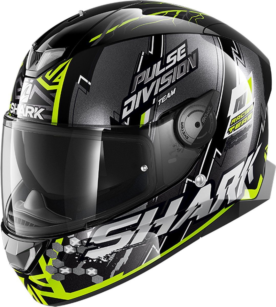 SHARK SKWAL 2.2 NOXXYS Motorhelm integraalhelm Zwart Geel Zilver - Maat S