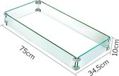 FireMorn® Tafelkachel glas Hittebestendig – Windscherm – vuurkorf glas – Gehard glas – L75cmXB34,5cmXH10cm