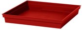 Bloempot kunststof onderschaal Toscane rood vierkant L33 x B33 x H5 cm - Onderschalen/opvangschalen