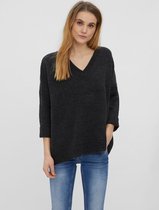 Trui VMLILJE 3/4 V-NECK LONG BLOUSE Dark Grey Melange