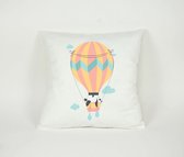 Kussen Panda in Luchtballon - Sierkussen - Kinderkamer - 45x45cm - Inclusief Vulling - PillowCity