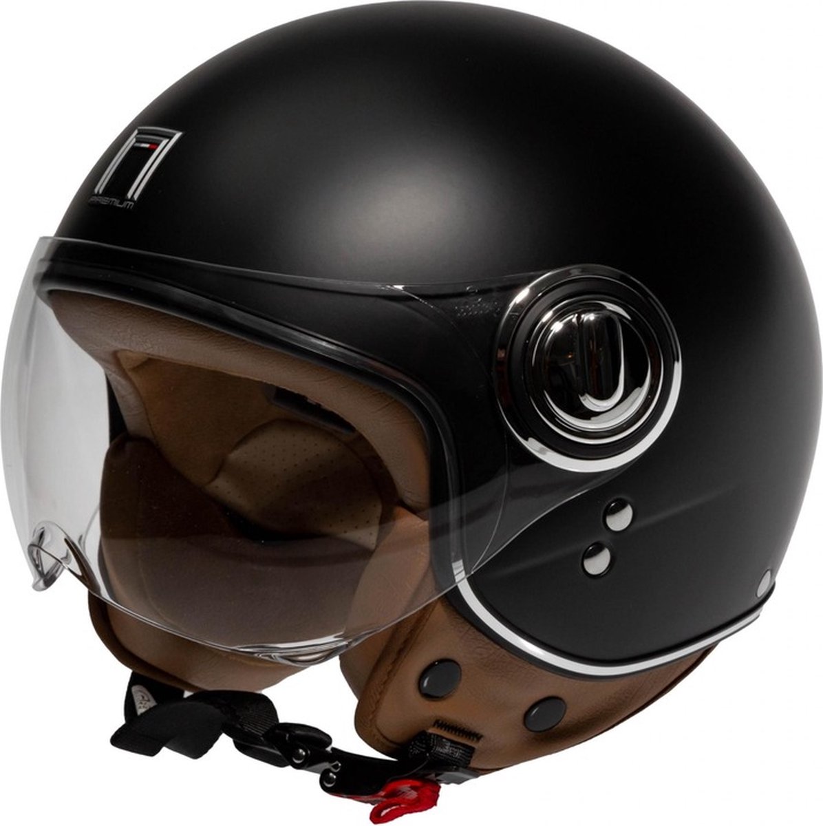 NOX Design Scooterhelm - Fashionhelm voor de scooter - Scooterhelm met kort vizier - Geschikt als Scooter Brommer Motor Snorfiets helm - Gratis Helmtas - Kleur Matzwart - Maat M - ECE 22 06