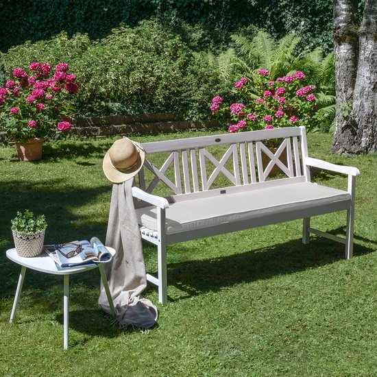 Kai Wiechmann Kussen tuinbank bankkussen 140 x 47 cm wit 100% duurzaam polyester