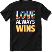 Love Always Wins | Pride T-Shirt Heren - Dames - Unisex | LHBTI / LGBT / Gay / Homo / Lesbi |Cadeau Shirt | Grappige Love is Love Spreuken - Zinnen - Teksten Maat 3XL