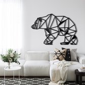 Wanddecoratie |Geometrische Beer /  Geometric Bear  decor | Metal - Wall Art | Muurdecoratie | Woonkamer |Zwart| 118x89cm