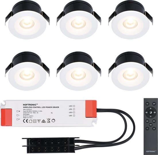 6x Cadiz - Mini spot encastrable LED 12V blanc avec transformateur - 3 Watt  - Dimmable... | bol.com