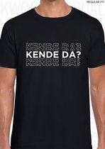 KENDE DA? heren t-shirt - Zwart - Maat XL - Ronde hals - Regular Fit - Leuke shirtjes - Grappig - Humor - Kwoots - Quotes - Massa is Kassa - Peter Gillis