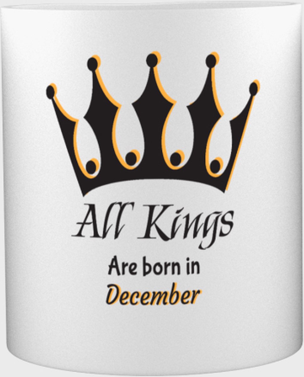 Akyol - All kings are born in December Mok met opdruk - kings - Jarige - leuk om kado te geven - 350 ML inhoud