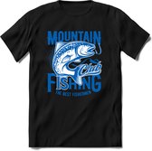 Mountain fishing club | vissen outdoor T-Shirt Heren / dames | hengelsport cadeau Shirt - grappige Spreuken, Zinnen en Teksten Maat L