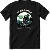 Trailriding | TSK Studio Mountainbike kleding Sport T-Shirt | Blauw | Heren / Dames | Perfect MTB Verjaardag Cadeau Shirt Maat XL