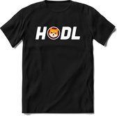 Shiba inu hodl logo T-Shirt | Crypto ethereum kleding Kado Heren / Dames | Perfect cryptocurrency munt Cadeau shirt Maat XL