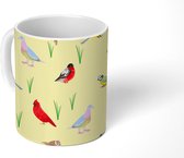 Mok - Koffiemok - Patroon - Vogel - Gras - Mokken - 350 ML - Beker - Koffiemokken - Theemok