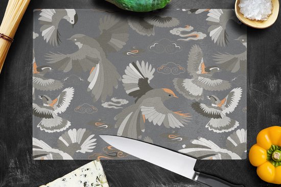 Planche à découper en Verres - 39x28 - Vogel - Motif - Nuages - Planches à découper en Glas