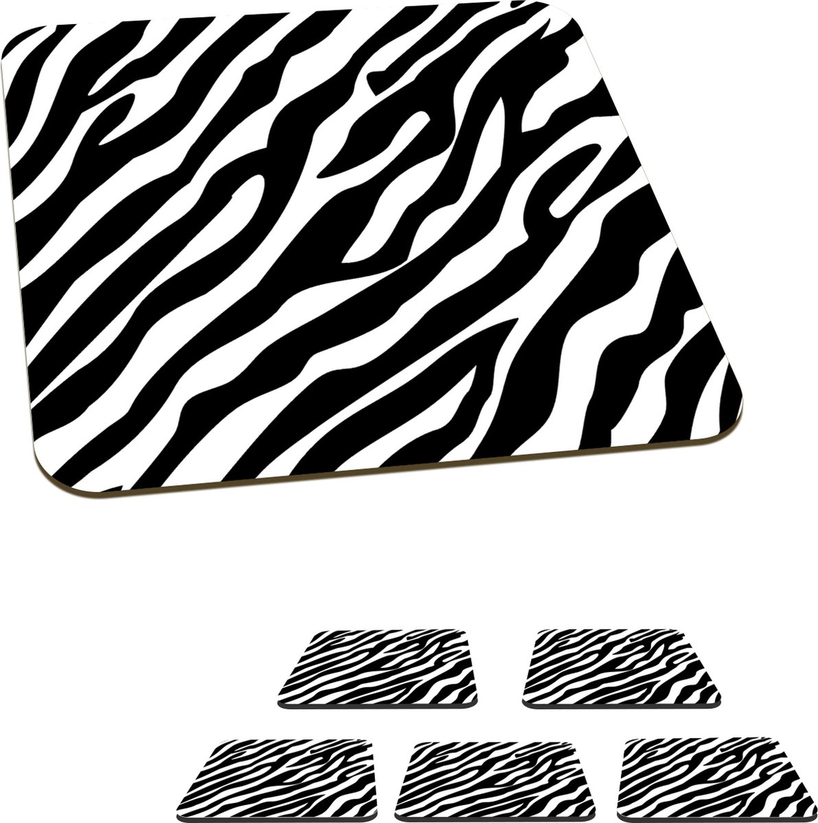 Onderzetters voor glazen - Dieren - Zebra - Design - 10x10 cm - Glasonderzetters - 6 stuks