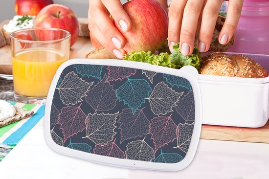 Lunch box Wit - Lunch box - Boîte à pain - Automne - Motifs - Feuilles - 18x12x6 cm - Adultes