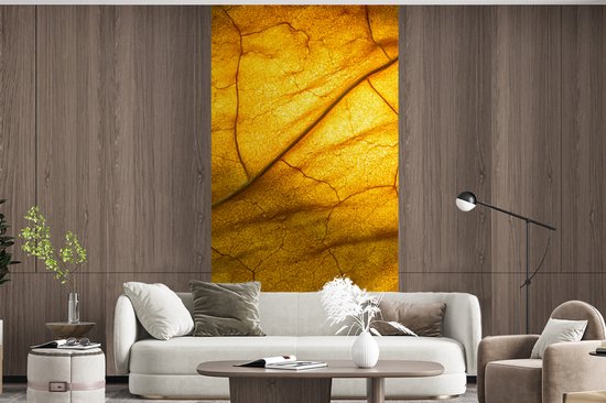Papier Peint - Papier Papier peint photo Feuilles - Structure - Jaune - Largeur 120 cm x Hauteur 240 cm