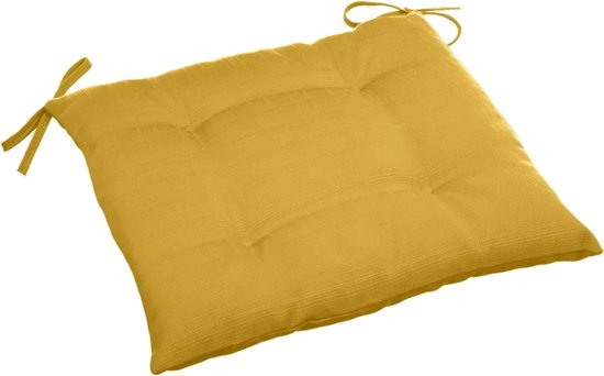 Stoelkussens voor binnen en buiten/tuin stoelen in de kleur geel 40 x 40 x 4 cm - Water en UV bestendig
