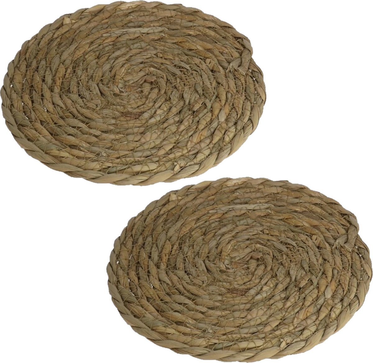 Gerimport Pannenonderzetter - 4x stuks - hittebestendig - zeegras - rond - 20 cm - onderzetter
