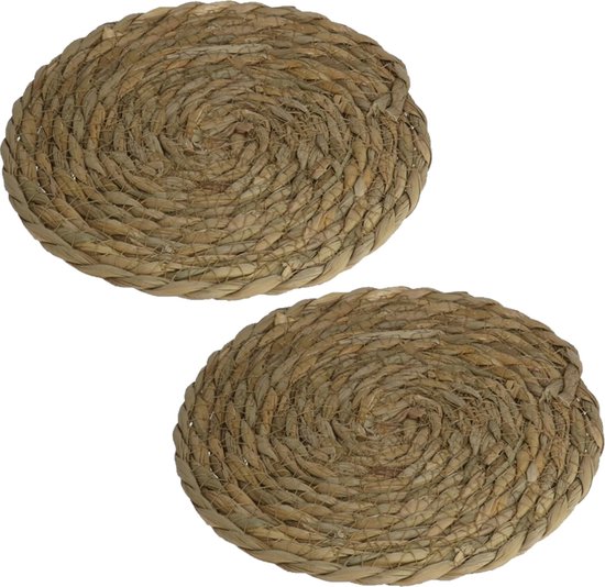 Set de 4 x casseroles dessous de verre en jonc de mer environ 20 x 20 cm - Poser les Casseroles de cuisson/ poêles à frire sur la table