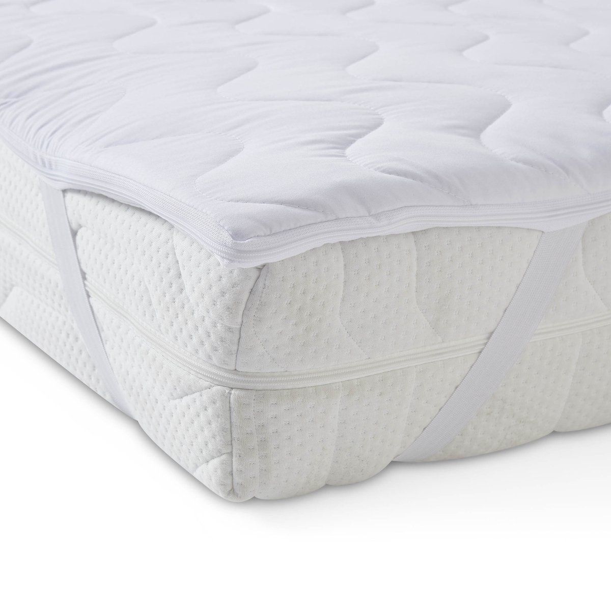 7dreams topdekmatras met visco-elastische koudschuimvulling - 140 x 200 x 4,5 cm - matrashoes, matrasbeschermer orthopedisch met memory foam effect Wit