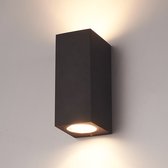 HOFTRONIC Selma - LED Wandlamp - Up and Down Light (2 Lichts) - 2x GU10 fittingen - IP65 Waterdicht - Geschikt als wandlamp buiten, wandlamp badkamer en wandlamp binnen - Buitenlamp & Tuinverlichting - Buitenverlichting wandlamp - 3 jaar Garantie