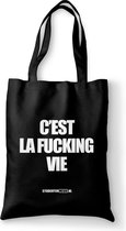 Studentenmeuk - Katoenen Tas -CÉST LA FUCKING VIE- Black - Shopper - Fair Trade