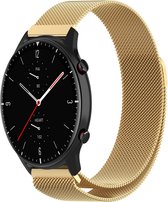 Milanees Smartwatch bandje - Geschikt voor Strap-it Amazfit GTR 2 Milanese band - goud - GTR 2 - 22mm - Strap-it Horlogeband / Polsband / Armband