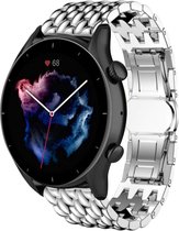 Stalen Smartwatch bandje - Geschikt voor  Amazfit GTR 3 - Pro stalen draak band - zilver - GTR 3 & GTR 3 Pro - Strap-it Horlogeband / Polsband / Armband