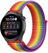 Nylon Smartwatch bandje - Geschikt voor  Huawei Watch 3 - Pro nylon band - regenboog - Strap-it Horlogeband / Polsband / Armband