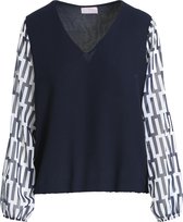 Cassis Dames Hemd met een geometrisch motief op de mouwen - Blouse - Maat 44