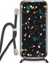 Case Company® - iPhone X hoesje met Koord - Terrazzo N°10 - Telefoonhoesje met Zwart Koord - Extra Bescherming aan alle Kanten en Over de Schermrand