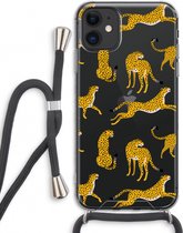 Case Company® - iPhone 11 hoesje met Koord - Luipaard - Telefoonhoesje met Zwart Koord - Extra Bescherming aan alle Kanten en Over de Schermrand