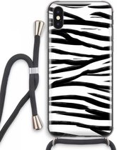 Case Company® - iPhone XS Max hoesje met Koord - Zebra pattern - Telefoonhoesje met Zwart Koord - Extra Bescherming aan alle Kanten en Over de Schermrand