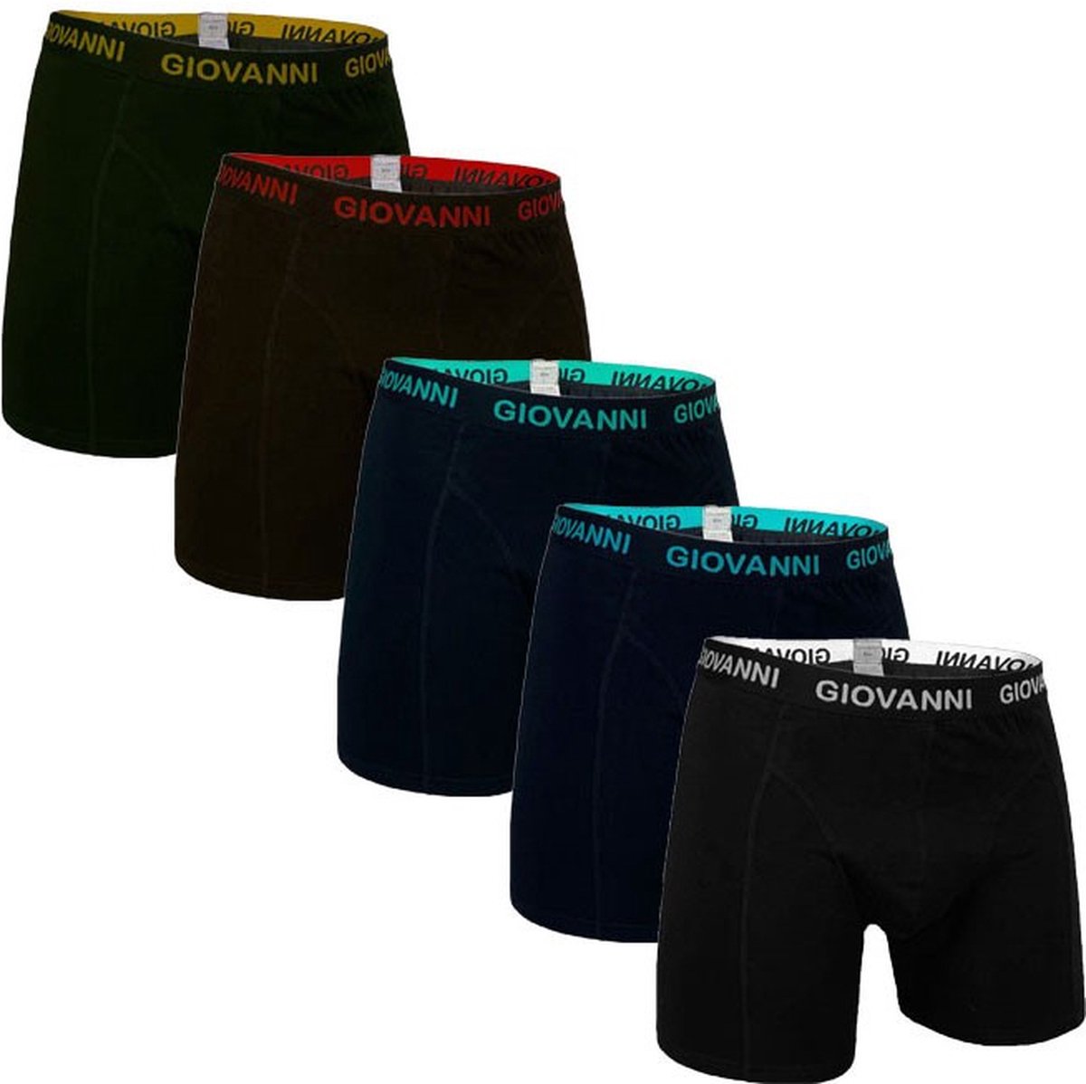 Giovanni heren boxershorts - 5-pack - maat L - Black colours