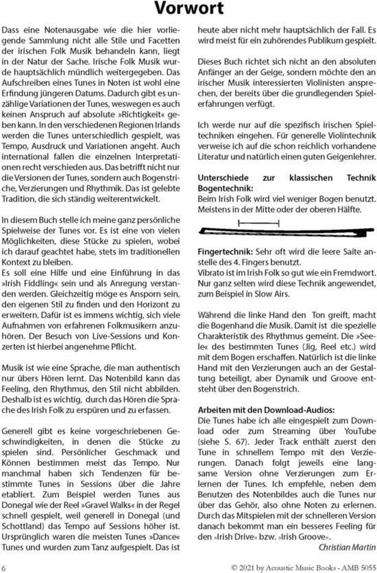 Pagina met tekst over Ierse Fiddle muziek en speeltechnieken.