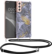kwmobile telefoonhoesje geschikt voor Samsung Galaxy S21 Plus - Hoesje met telefoonkoord - Back cover voor smartphone - Case in geel / grijs / transparant