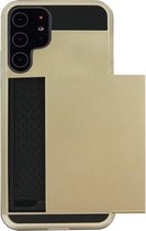 ADEL Kunststof Back Cover Hardcase Hoesje Geschikt voor Samsung Galaxy S22 Ultra - Pasjeshouder Goud