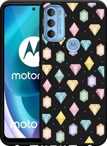 Motorola Moto G71 Hoesje Zwart Diamonds - Designed by Cazy