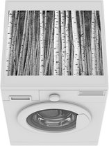Wasmachine beschermer mat - Witte boomstammen - zwart wit - Breedte 55 cm x hoogte 45 cm