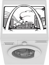 Wasmachine beschermer mat - Een zwart-wit illustratie van de skyline van Saint Louis - Breedte 55 cm x hoogte 45 cm