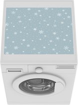 Wasmachine beschermer mat - sneeuw op een grijze achtergrond - Breedte 55 cm x hoogte 45 cm