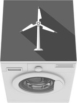 Wasmachine beschermer mat - een eenzame windmolen op een groene achtergrond - zwart wit - Breedte 60 cm x hoogte 60 cm