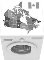 Wasmachine beschermer mat - Canada met provincies - zwart wit - Breedte 60 cm x hoogte 60 cm