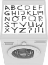 Wasmachine beschermer mat - Letters van het alfabet in waterverf - zwart wit - Breedte 55 cm x hoogte 45 cm