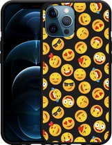 iPhone 12 Pro Max Hoesje Zwart Emoji - Designed by Cazy